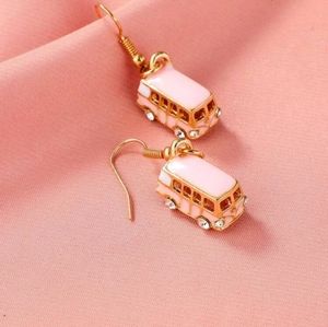 BETSEY JOHNSON PINK BUS EARRINGS